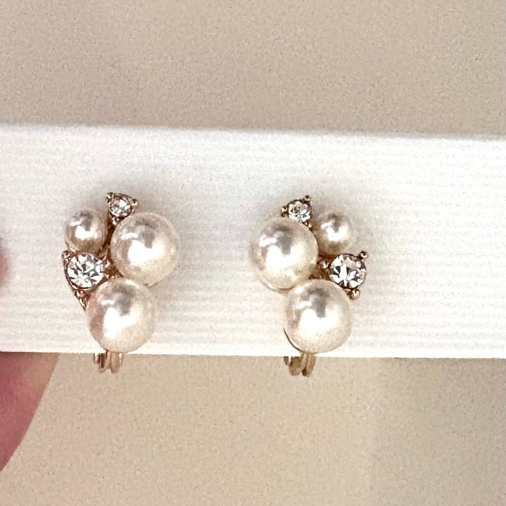 Anne Klein Pearl & Shine Cluster Clip on Earrings